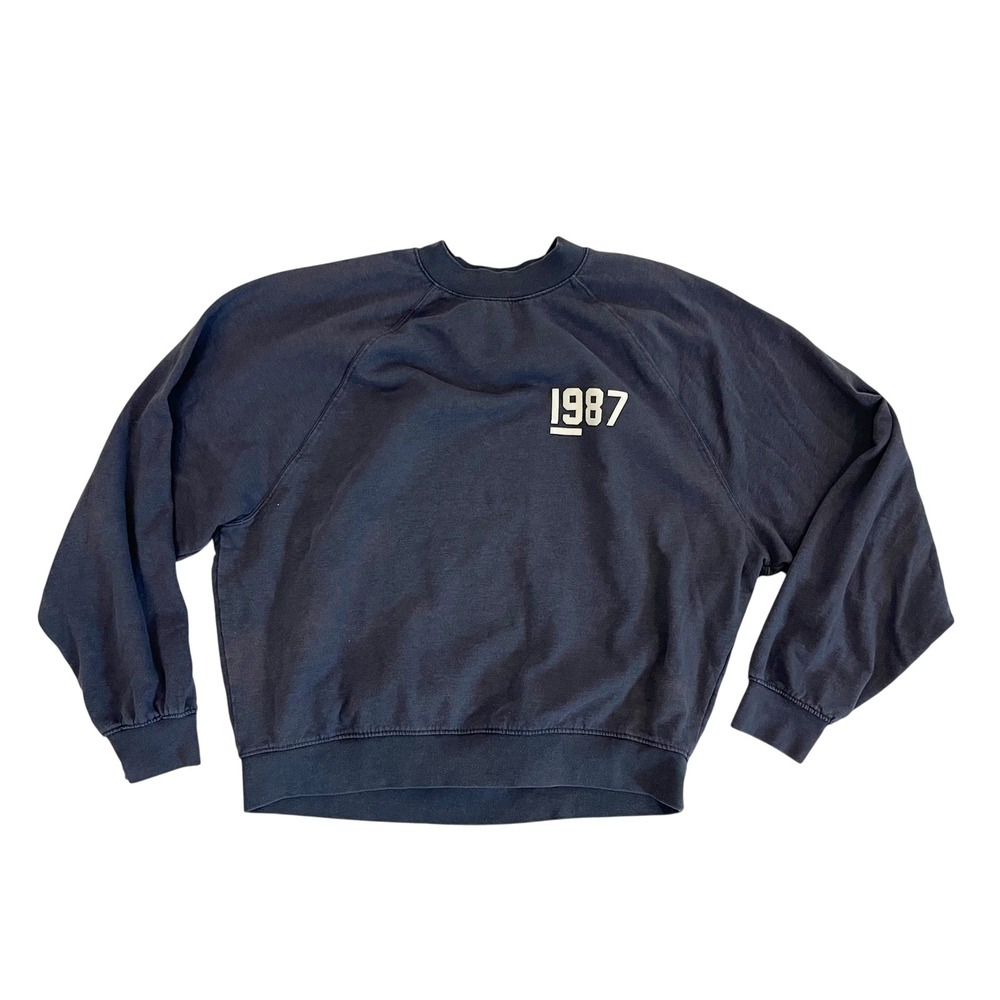 Just Attitude 1987 Graphic Crewneck Sweatshirt Faded Black XL Raglan Sleeve